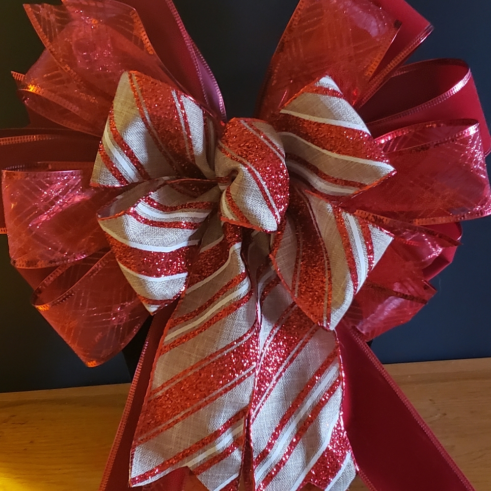 Handcrafted Holiday Bows! Approx.10"Wx14"L Layered Fan style